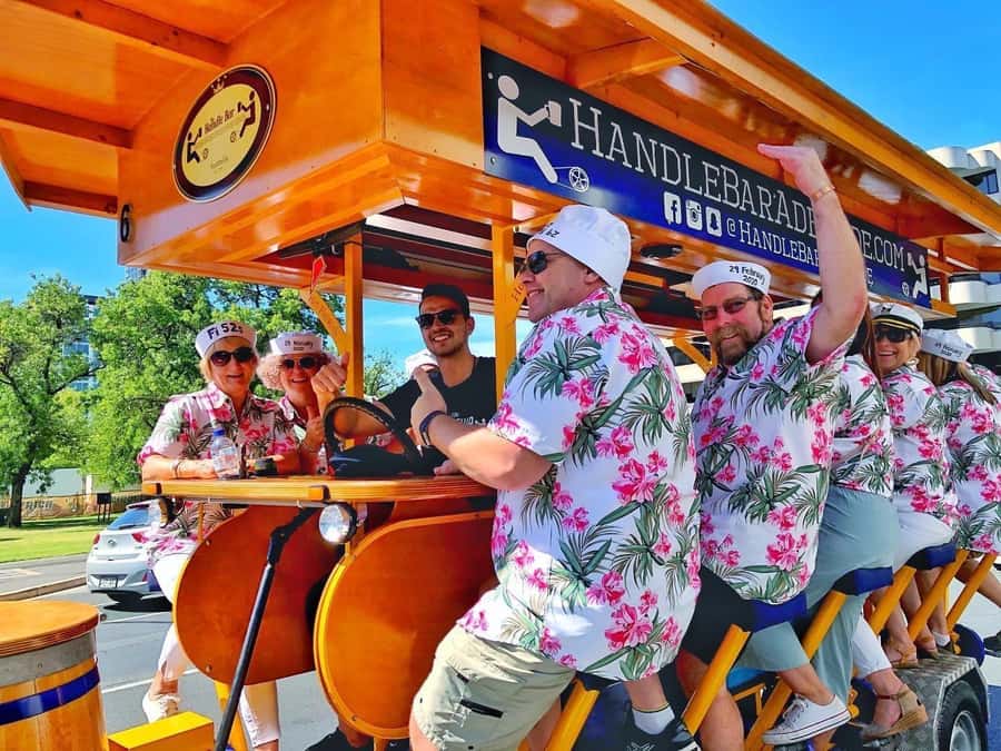 Adelaide: HandleBar Bike Tour with Pub Stops & Dinner Option - Starting together on the 16-person bike