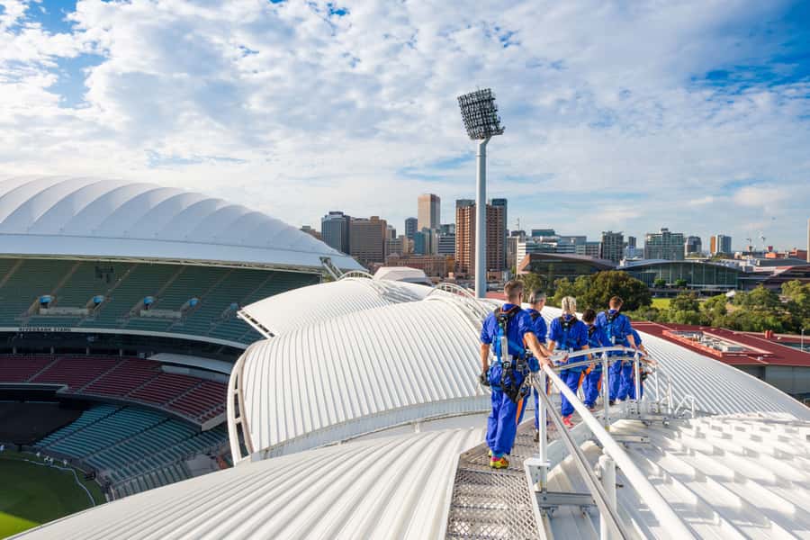 Adelaide: Rooftop Climbing Experience of the Adelaide Oval - The route from viewing deck to roofline