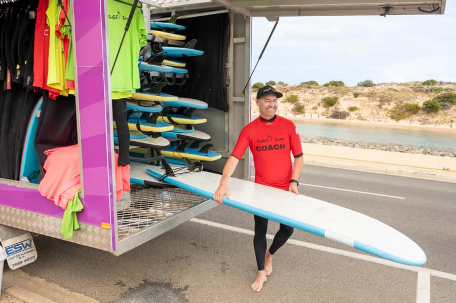 Adelaide: Surfing Lesson at Middleton Beach with Equipment - Learning the moves on dry sand
