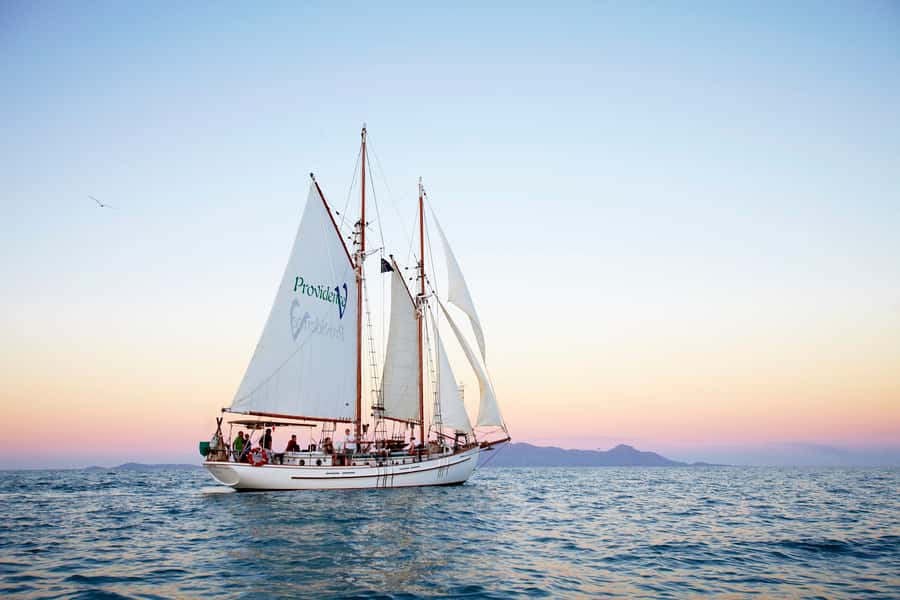 Airlie Beach: Providence Whitsundays Tallship Sunset Sail - Leaving the marina with a welcome drink