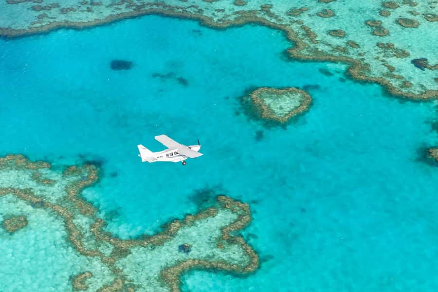 Airlie Beach: Whitsundays & Heart Reef Scenic Flight - Whitehaven Beach and Hill Inlet from above