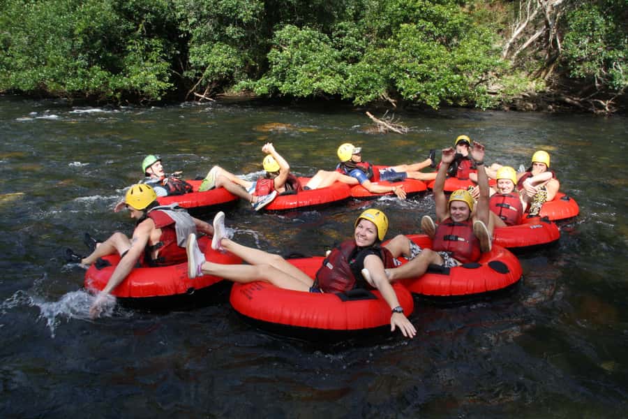 Cairns or Northern Beaches: Rainforest River Tubing - Getting fitted with helmets, life jackets, and tubes