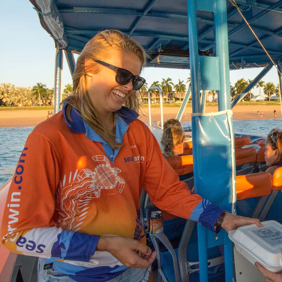 Darwin: Sunset Harbour Cruise with Fish and Chips Dinner - The sandbar and faster finish