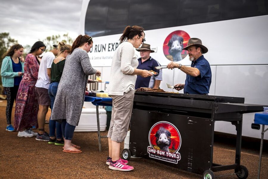 From Ayers Rock Resort: Uluru Sunset Barbecue Dinner - Leaving Ayers Rock Resort before sunset