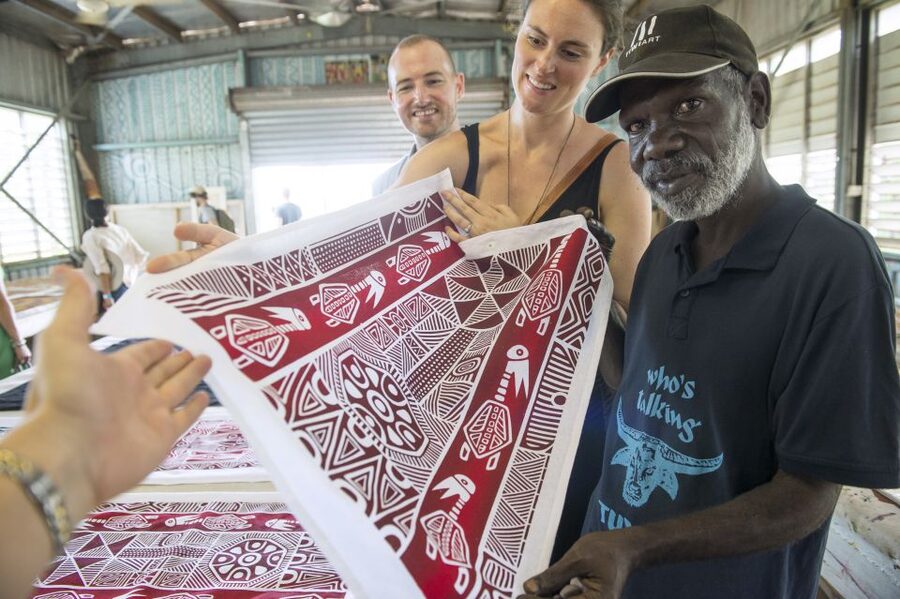 From Darwin: Tiwi By Design Tour by Ferry - Making your own Tiwi-style screen print