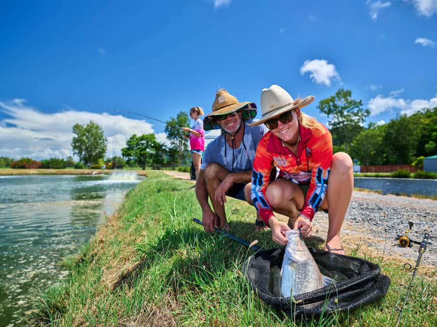 From Port Douglas: Barramundi Pond Fishing with Lunch - The farm tour and unusual barramundi tanks