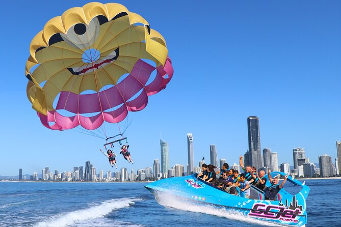 Gold Coast & Surfers Paradise - Parasail & V8 Jetboat Combo - Tandem parasailing 400 feet above the coast