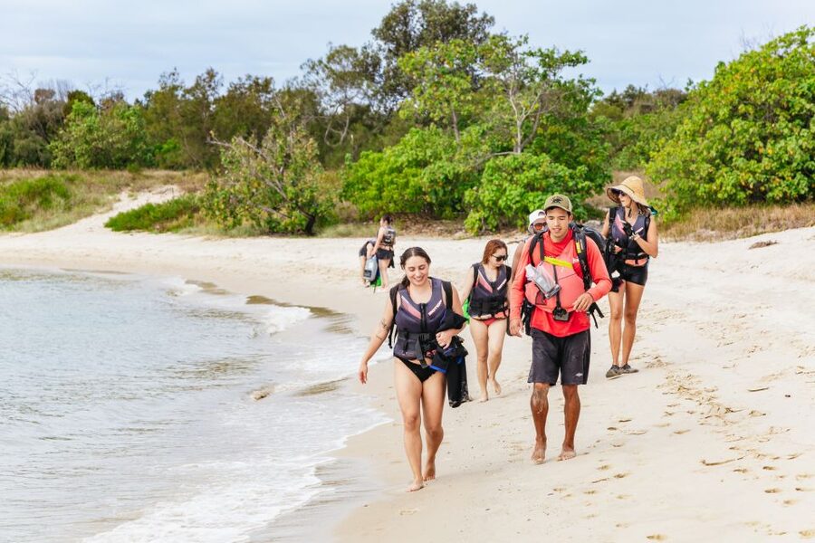 Gold Coast: Wave Break Island Kayaking & Snorkeling tour - Beach snacks with a Gold Coast view