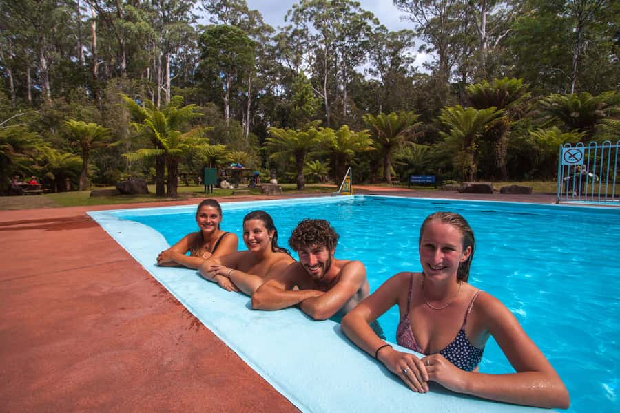 Hobart: Tahune Airwalk & Hastings Caves - Active Day Tour - The 28°C thermal pool and Hot Springs Nature Trail