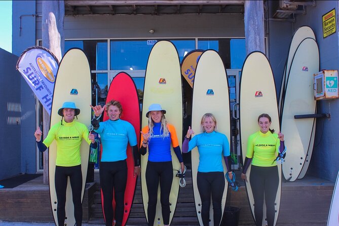 Learn to Surf at Anglesea on the Great Ocean Road - Getting suited up with a soft beginner board