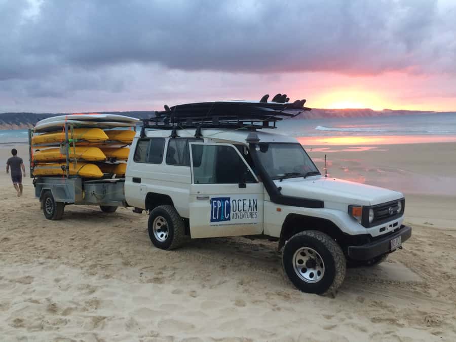 Rainbow Beach: 4WD Beach Drive Adventure and Surf Lesson - The 4WD ride from Rainbow Beach