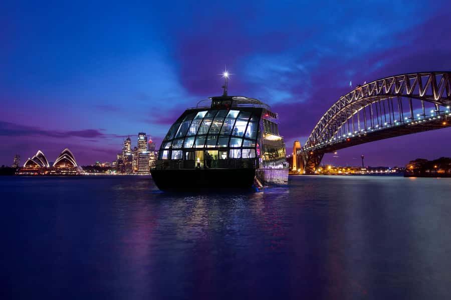 Sydney Harbour: Glass Boat Signature Dinner Cruise - A floating dinner table beneath the Sydney skyline