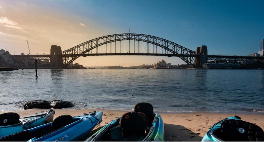 Sydney Sunrise Kayak Tour on Sydney Harbour - Paddling beneath the Sydney Harbour Bridge